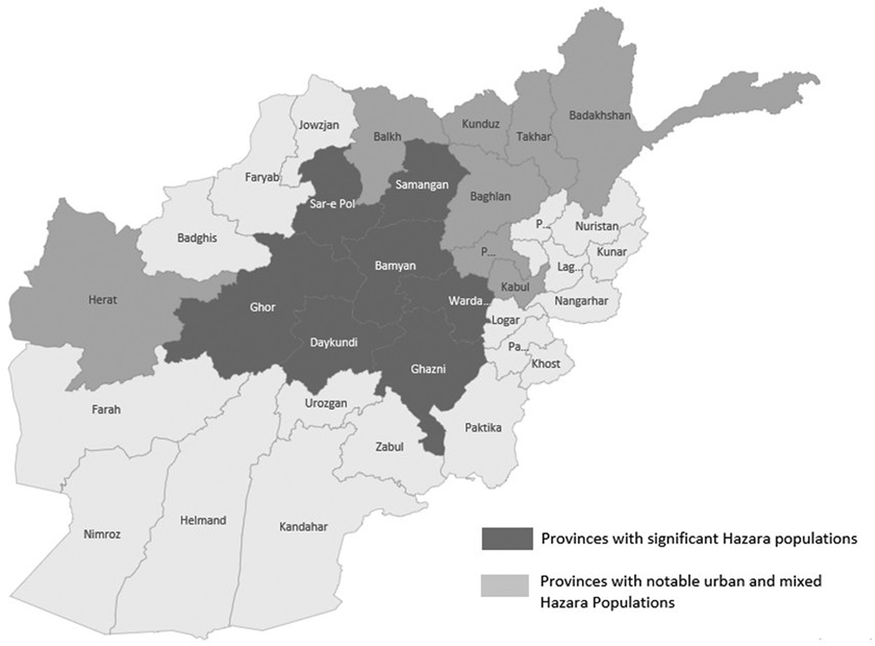Map of Afghanistan showing provinces, ethnic spread and neighbouring states