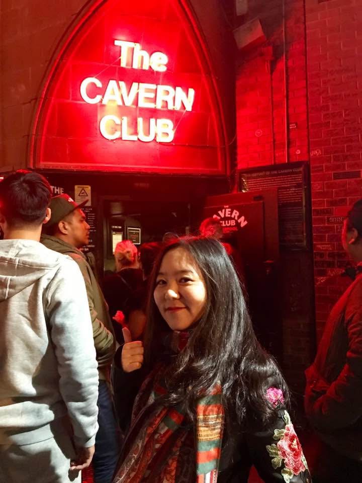 Lei (Nada) Peng stands in front of the Cavern Club, the iconic Liverpool venue for rock music. Credit: Lei (Nada) Peng