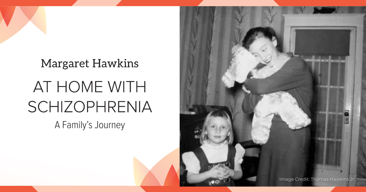 Vintage black & white photo from 1959 with Barb, age 16, hugging a teddy bear next to a small child, age 5, on Christmas morning.