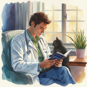 Doctor reading book